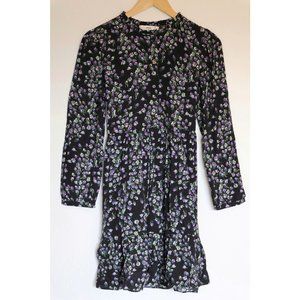 Black and Blue Lavanda Moody Floral Print Long Sleeve Dress